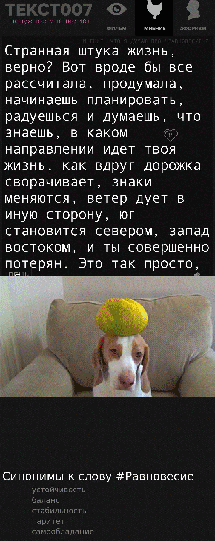 Наклейка на тему «равновесие»